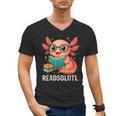 Readsolotl Kawaii Axolotl Reading Book Lover Men's V-Neck T-Shirt