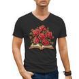 Red Roses Flowers Book Floral Men's V-Neck T-Shirt Red Roses Flowers Book Floral Men's V-Neck T-Shirt