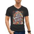Retro Floral Red & Booked Library Reading 4th Of July Men's V-Neck T-Shirt Retro Floral Red & Booked Library Reading 4th Of July Men's V-Neck T-Shirt