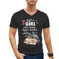 Retro Just A Girl Who Love Dogs Books And Coffee Bookworm Men's V-Neck T-Shirt
