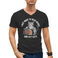 Retro I Just Want To Read Books And Pet Cats Men's V-Neck T-Shirt Retro I Just Want To Read Books And Pet Cats Men's V-Neck T-Shirt