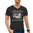 Retro Libraries Are For Everyone Racoon Reading Book Lover Men's V-Neck T-Shirt Retro Libraries Are For Everyone Racoon Reading Book Lover Men's V-Neck T-Shirt
