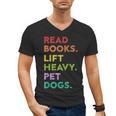 Retro Read Books Lift Heavy Pet Dogs Gym Book Lover Men's V-Neck T-Shirt