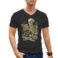 Skeleton Book Floral Skull Halloween Teacher Costume Men's V-Neck T-Shirt Skeleton Book Floral Skull Halloween Teacher Costume Men's V-Neck T-Shirt