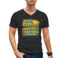 Softball Just A Girl Comic Book Style Graphic For Teens Men's V-Neck T-Shirt Softball Just A Girl Comic Book Style Graphic For Teens Men's V-Neck T-Shirt