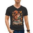 Squirrel Reading Book Lovers Fall Leaves Library Books Men's V-Neck T-Shirt Squirrel Reading Book Lovers Fall Leaves Library Books Men's V-Neck T-Shirt