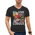 Stay Curious Monkey Reading Book Lover Bookworm Men's V-Neck T-Shirt