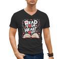 Teach Inspire Grow Everyday Read Your Heart Out Valentine Book-Themed Small Men's V-Neck T-Shirt