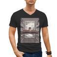 Totally Weird Tees Cat Library Book Reading Literary Men's V-Neck T-Shirt