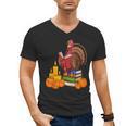 Turkey Reading Books Fall Thanksgiving Teacher Book Men's V-Neck T-Shirt