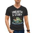 Unearth a Story Frog Reading a Book Summer 2026 Men's V-Neck T-Shirt Unearth a Story Frog Reading a Book Summer 2026 Men's V-Neck T-Shirt