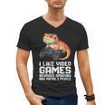I Like Video Games Bearded Dragon Gamer Introvert Mood Men's V-Neck T-Shirt