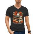 Vintage Autumn Books Coffee Pumpkin Fall Reading Men's V-Neck T-Shirt
