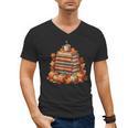 Vintage Autumn Books Pumpkin Coffee Book Lover Reading Men's V-Neck T-Shirt