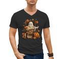 Vintage Ghost Book Reading Pumpkin Gothic Halloween Teachers Men's V-Neck T-Shirt Vintage Ghost Book Reading Pumpkin Gothic Halloween Teachers Men's V-Neck T-Shirt