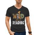 Wild About Reading Books Animal Theme Bookworm Library Day Men's V-Neck T-Shirt Wild About Reading Books Animal Theme Bookworm Library Day Men's V-Neck T-Shirt