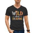 Wild About Reading Books Reader Teachers Kids Librarian Men's V-Neck T-Shirt