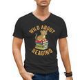 Wild About Reading Cute Leopard Teacher Kids Book Lover Men's V-Neck T-Shirt
