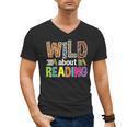 Wild About Reading Library Day Reading Books & Bookworm Men's V-Neck T-Shirt