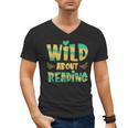 WILD ABOUT READING I Love Books Bookworm Library Day Men's V-Neck T-Shirt