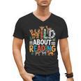 Wild About Reading Zoo Animals Books Reader Lover Men's V-Neck T-Shirt