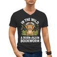 Women's Wild About Reading Book Reader Lion Zoo Animals Kids Men's V-Neck T-Shirt