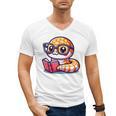 Adorable Book Lover Rattlesnake With Reading Glasses Cute Men's V-Neck T-Shirt