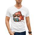 Adorable Book Lover Salmon With Reading Glasses Cute Men's V-Neck T-Shirt