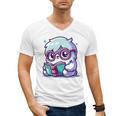 Adorable Book Lover Yeti With Reading Glasses Cute Men's V-Neck T-Shirt