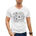 Adult Coloring Book Style Flowers And Ladybug Self Coloring Men's V-Neck T-Shirt