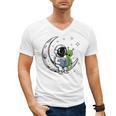 Astronaut Reading Book To Alien Moon Space Astronomy Men's V-Neck T-Shirt