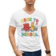 Back To School Checkered Book Pencil Groovy Teacher Student Men's V-Neck T-Shirt