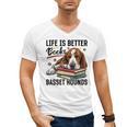 Basset Hound Dog Breed Life Is Better With Books And a For Men Women Girls Kids Men's V-Neck T-Shirt