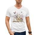 Book Flowers And Butterfly Beautiful Reading Reader Graphic Men's V-Neck T-Shirt
