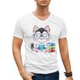 Book Lover Reading Husky Dog Men's V-Neck T-Shirt