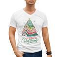 All Booked For Christmas Book Xmas Tree Lights Reading Girly Men's V-Neck T-Shirt