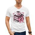 All Booked For Valentine's Teacher Coquette Bow Coffee Book Men's V-Neck T-Shirt All Booked For Valentine's Teacher Coquette Bow Coffee Book Men's V-Neck T-Shirt