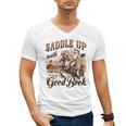 Bookish Retro Western Cowgirl Texas Book Lover Novel Reader Men's V-Neck T-Shirt Bookish Retro Western Cowgirl Texas Book Lover Novel Reader Men's V-Neck T-Shirt
