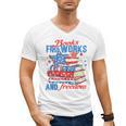 Books Fireworks And Freedom 4th Of July Book Lover Men's V-Neck T-Shirt