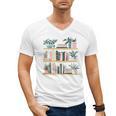 Bookshelves With Books & Plants Premium Men's V-Neck T-Shirt