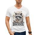 Booktrovert Raccoon Reading And Coffee For Book Lover Men's V-Neck T-Shirt Booktrovert Raccoon Reading And Coffee For Book Lover Men's V-Neck T-Shirt
