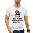 Born To Read Books Forced To Read Emails Messy Bun Reading Men's V-Neck T-Shirt