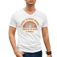Born To Read Books Forced To Emails Vintage Retro Rainbow Men's V-Neck T-Shirt