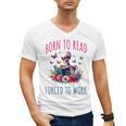 Born To Read Forced To Work Reading Skeleton Bookish Book Men's V-Neck T-Shirt