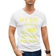 My Cat Guards My Mug And Book Humor Cats Premium Tri-Blend Men's V-Neck T-Shirt