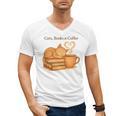 Cats Books And Coffee Heart Cozy Cat Lover Bookworm Readers Men's V-Neck T-Shirt Cats Books And Coffee Heart Cozy Cat Lover Bookworm Readers Men's V-Neck T-Shirt