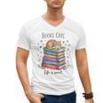 Cats Books Lover Men Women Men's V-Neck T-Shirt