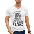 Cats Plants And Books Shirt Plant Lover Gardening Men's V-Neck T-Shirt Cats Plants And Books Shirt Plant Lover Gardening Men's V-Neck T-Shirt