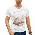Coffee Cats & Books Cute Cat Book Lover Reading Men's V-Neck T-Shirt Coffee Cats & Books Cute Cat Book Lover Reading Men's V-Neck T-Shirt