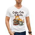 Coffee Cats And Books Lover For Women & Girls Coffee Men's V-Neck T-Shirt